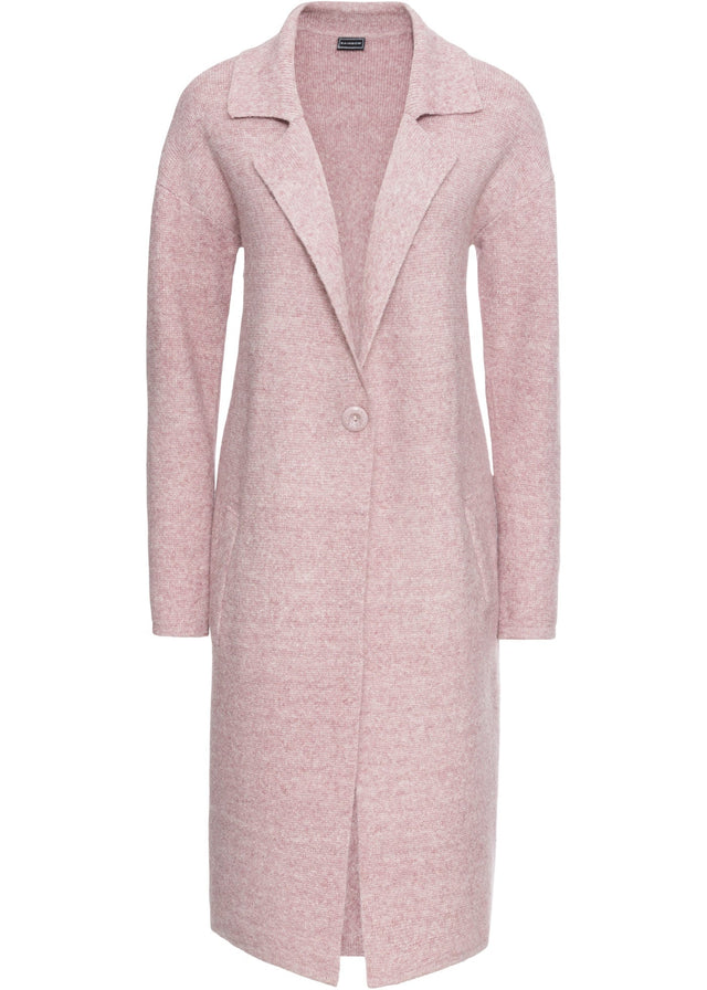 Dolg pleten plašč v udobnem kroju