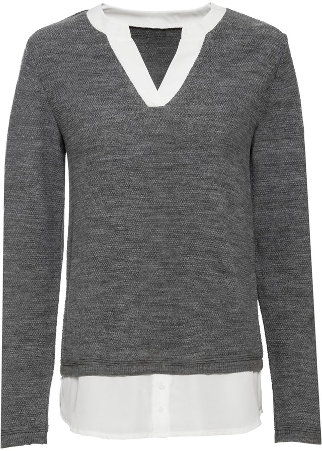 Fino pleten pulover z bluznim všitkom