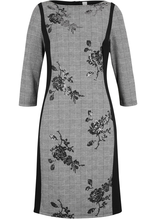 Ozka obleka z vezenino iz bleščic