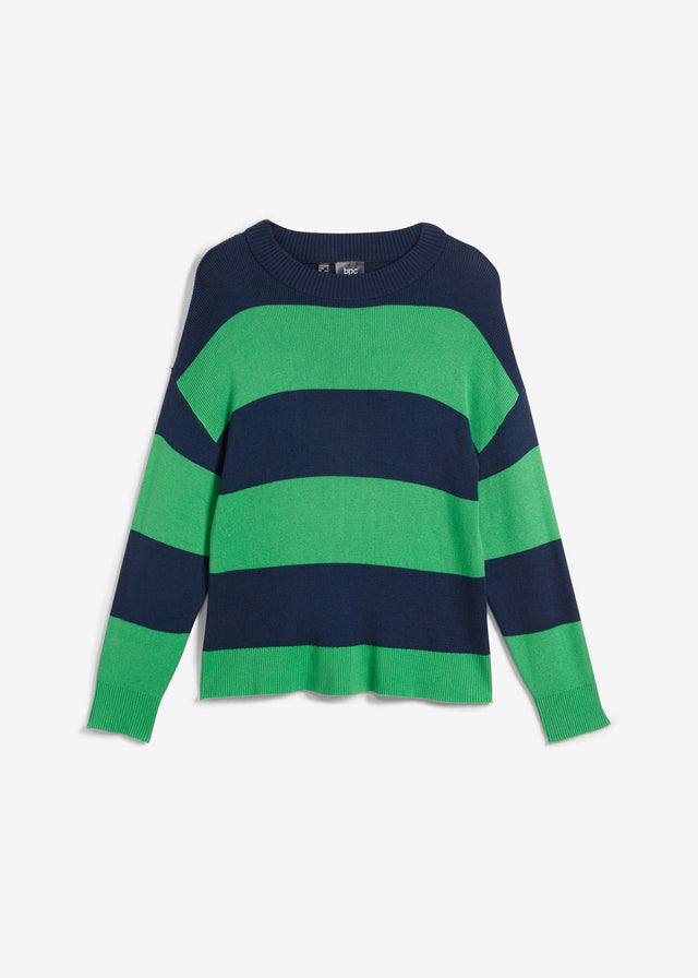 Fino pleten pulover s kontrastnimi črtami