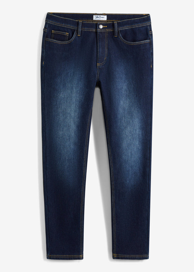 Zimske klasične stretch kavbojke s toplo notranjostjo v ravnem kroju