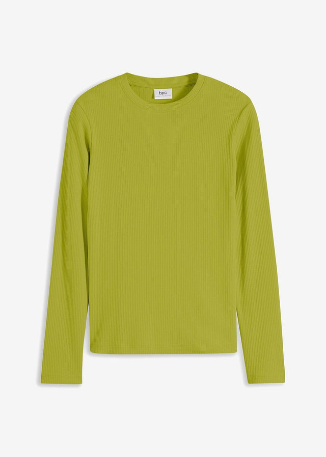 Rebrasta majica z dolgimi rokavi iz čistega bombaža