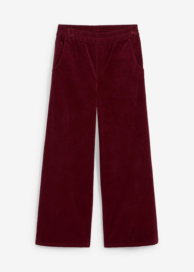 Hlače iz žameta z udobnim visokim pasom