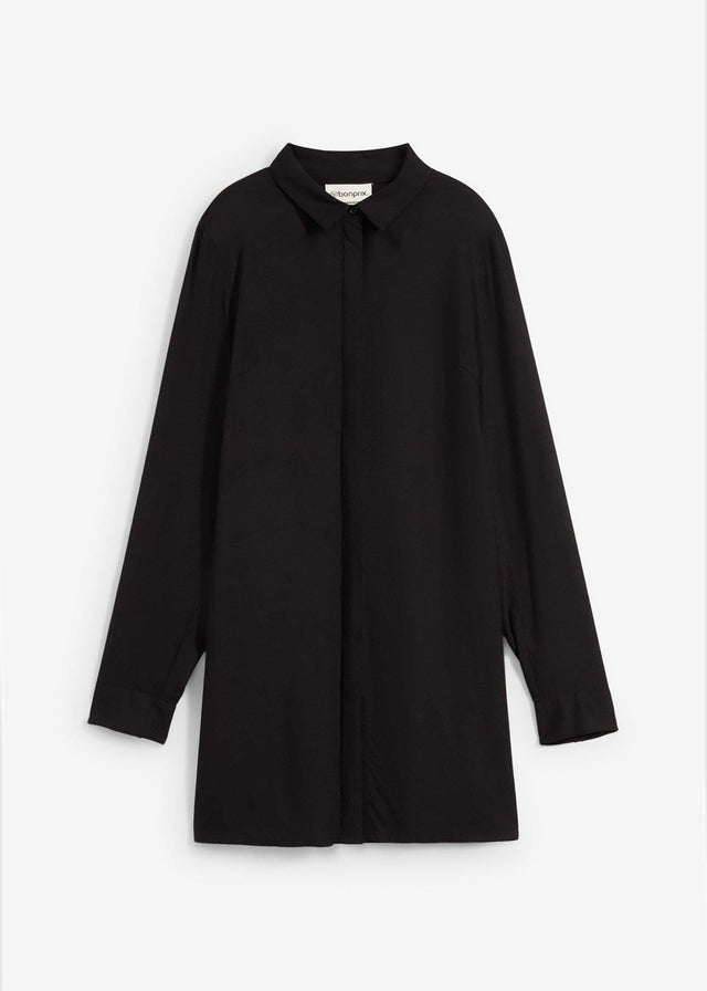 Dolga bluza z razporkom iz padajoče viskoze