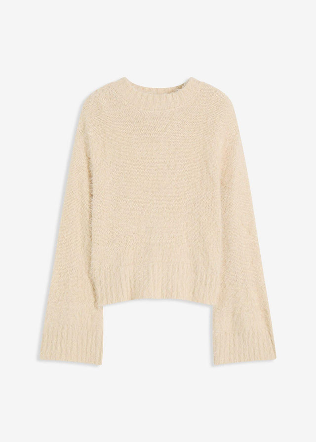 Pulover v kvadratnem kroju iz mehkih puhastih vlaken