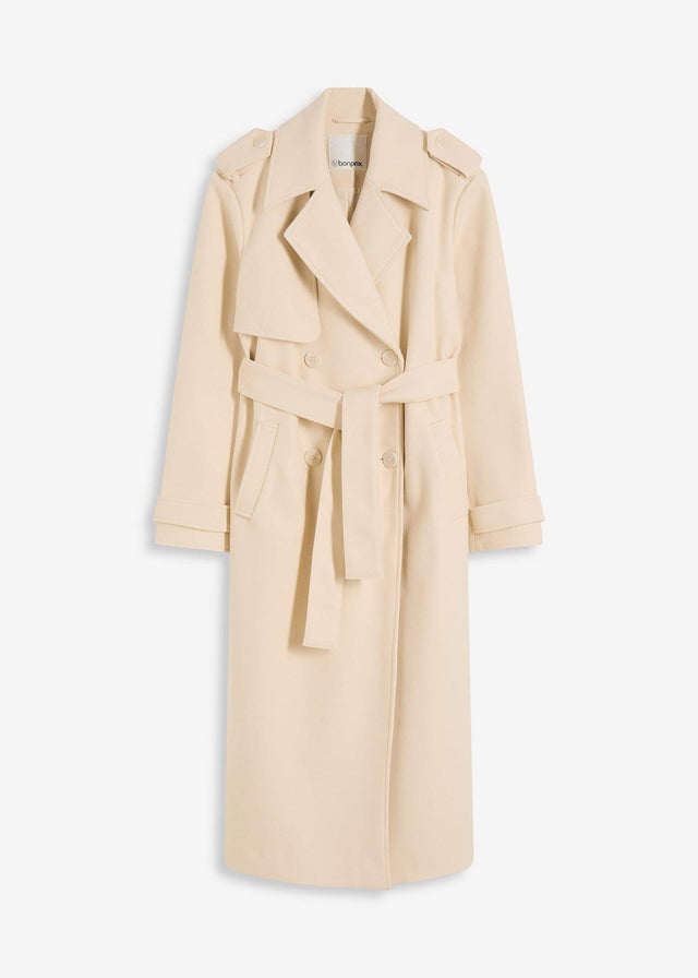 Trenčkot v volnenem videzu