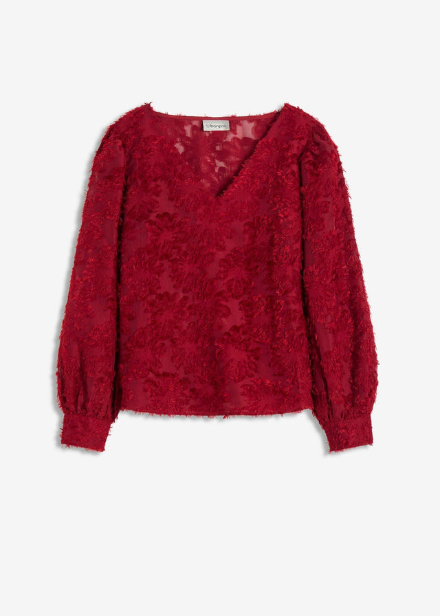 Bluza s cvetličnim strukturiranim vzorcem