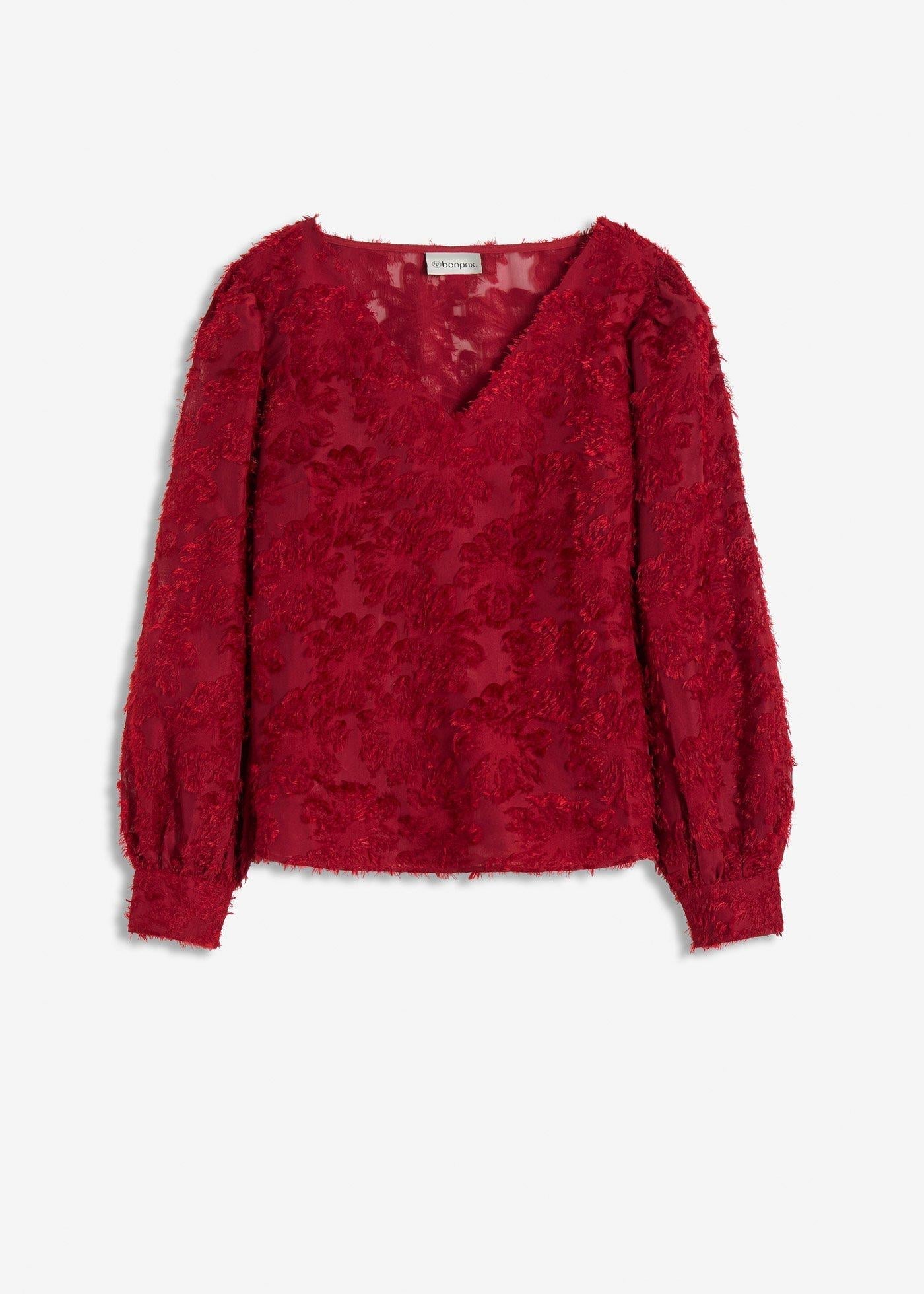 Bluza s cvetličnim strukturiranim vzorcem