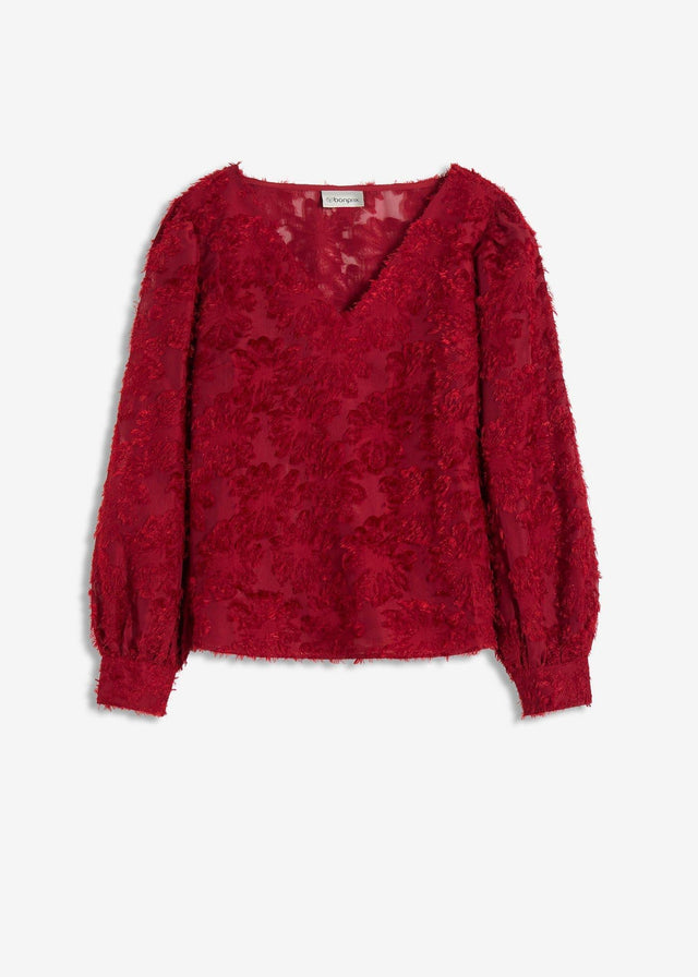 Bluza s cvetličnim strukturiranim vzorcem