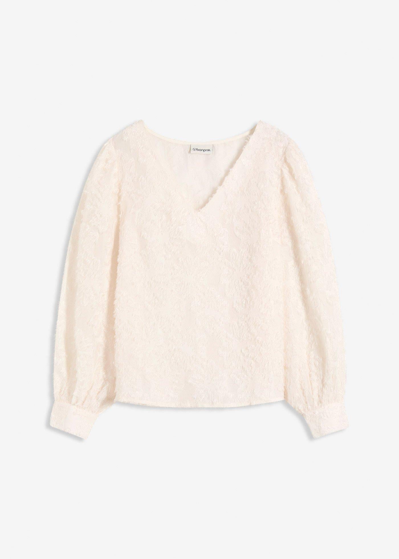 Bluza s cvetličnim strukturiranim vzorcem