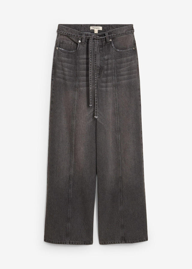 Kavbojke z visokim pasom in širokimi hlačnicami