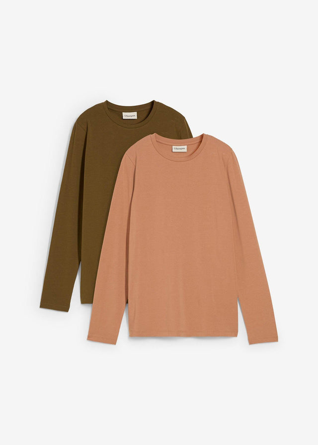 Majica z dolgimi rokavi iz čistega ekološkega bombaža (2 kosa)