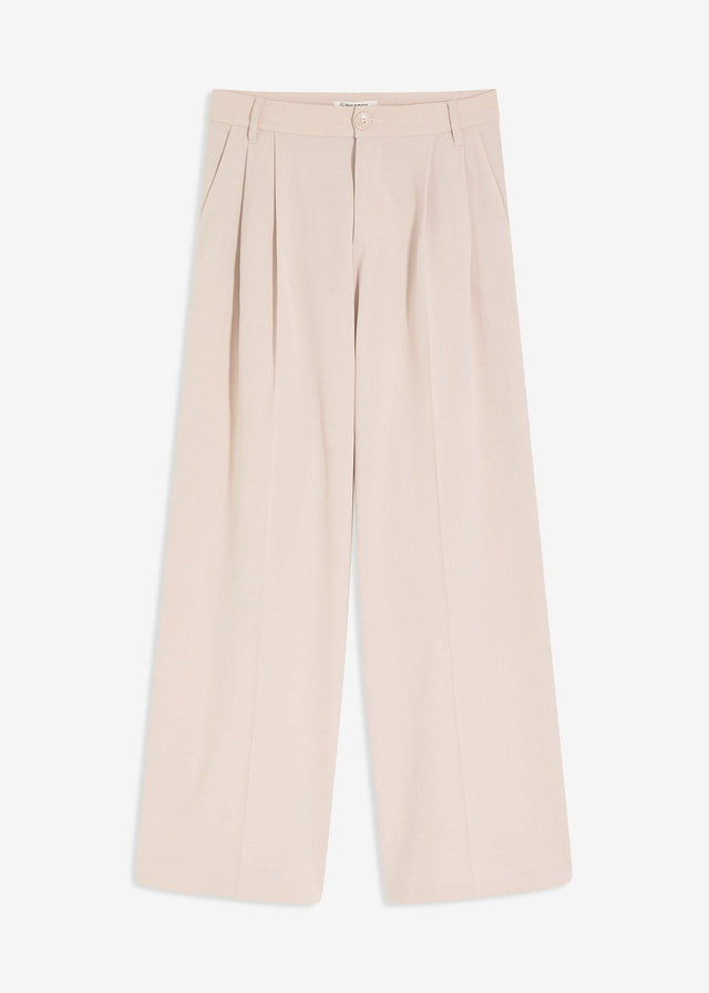 Hlače z gubami v pasu iz viskozne mešanice