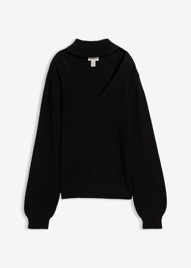 Grobo pleten pulover z izrezi