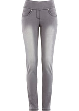 Ravne kavbojke s srednje visokim udobnim pasom iz izjemno stretch materiala