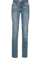 Ravne kavbojke s srednje visokim pasom in stretch materialom