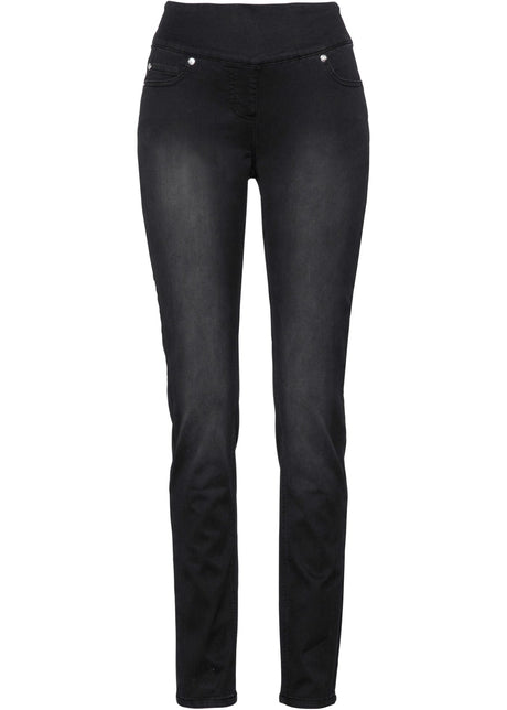 Ravne kavbojke s srednje visokim udobnim pasom iz izjemno stretch materiala