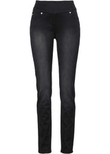 Ravne kavbojke s srednje visokim udobnim pasom iz izjemno stretch materiala