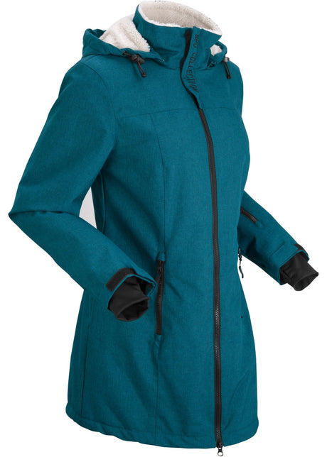 Vodoodbojna funkcijska pohodniška dolga jakna z umetnim ovčjim krznom