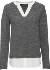 Fino pleten pulover z bluznim všitkom