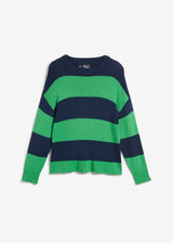 Fino pleten pulover s kontrastnimi črtami