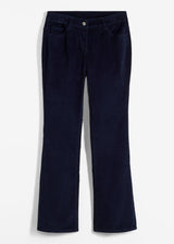 Stretch hlače iz žameta v boot-cut kroju