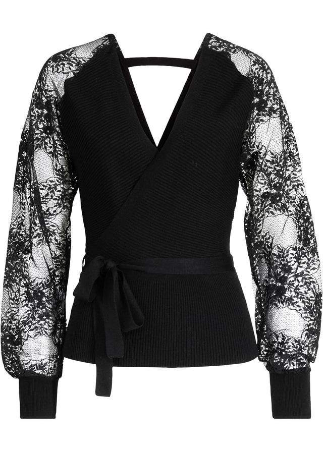 Fino pleten pulover s čipko