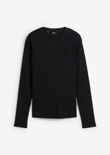 Rebrasta majica z dolgimi rokavi iz čistega bombaža