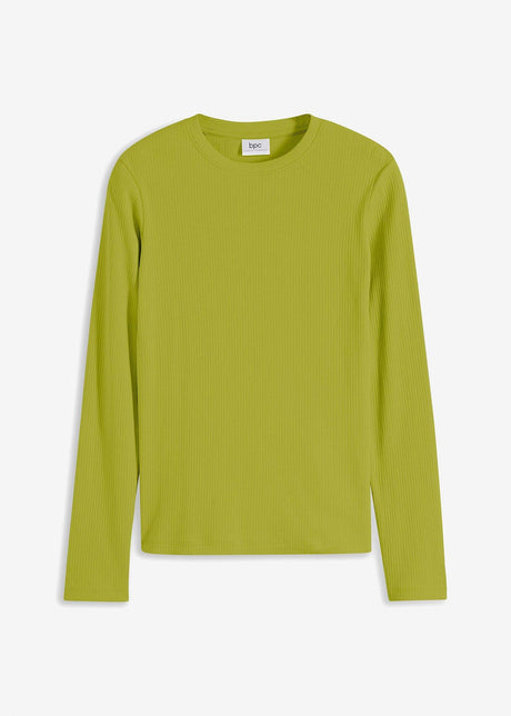 Rebrasta majica z dolgimi rokavi iz čistega bombaža