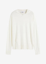 Pletena jopa s kapuco in kengurujskim žepom iz viskozne mešanice