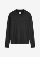 Pletena jopa s kapuco in kengurujskim žepom iz viskozne mešanice