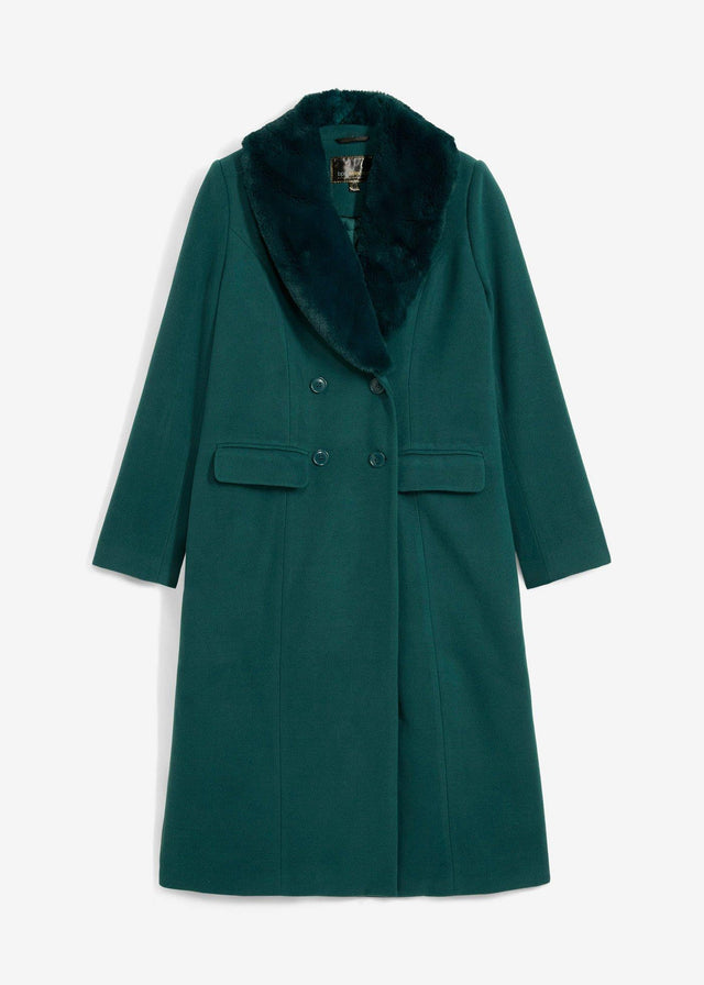 Plašč s snemljivim ovratnikom iz umetnega krzna