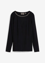 Majica z mrežastim všitkom in sijočimi kamenčki