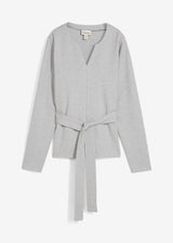 Majica z dolgimi rokavi s širokim trakom za zavezovanje iz viskozne mešanice