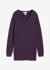 Fino pleten klasičen dolg pulover z V-izrezom