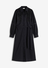 Midi obleka s čipkastim všitkom iz bombaža