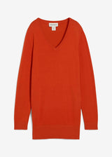 Fino pleten klasičen dolg pulover z V-izrezom