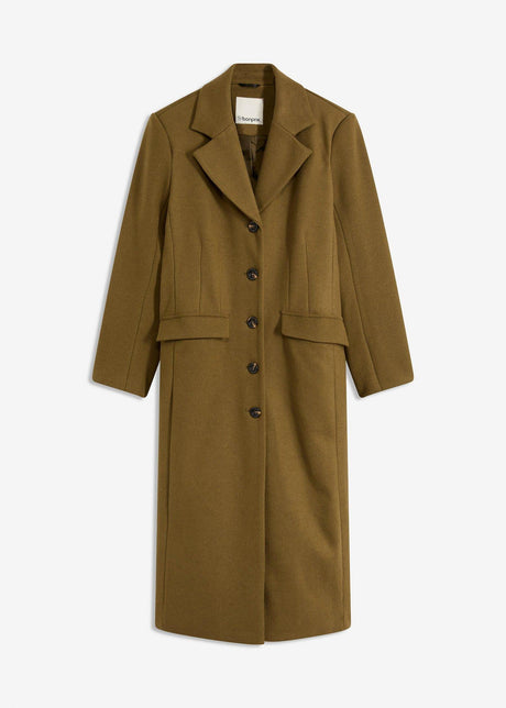 Plašč v volnenem videzu v dolgem kroju