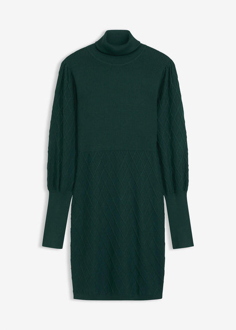 Pletena obleka s puli ovratnikom