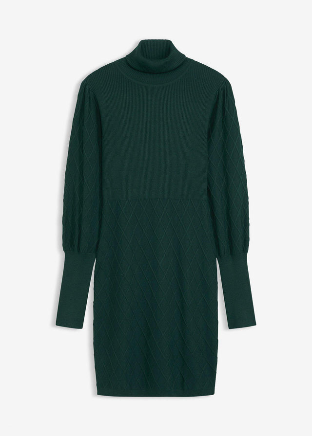 Pletena obleka s puli ovratnikom