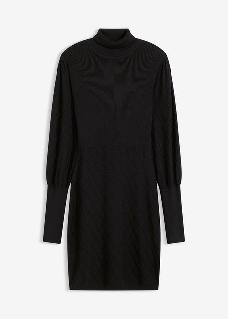 Pletena obleka s puli ovratnikom