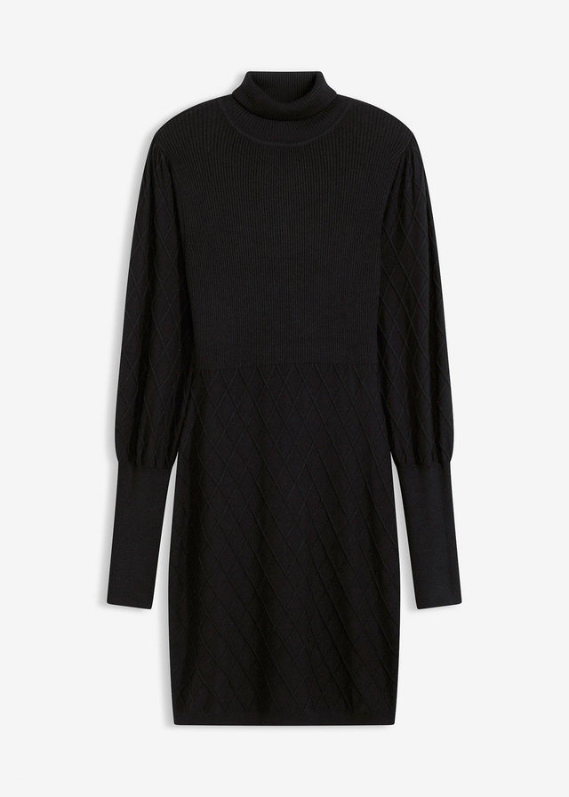 Pletena obleka s puli ovratnikom