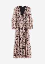 Obleka iz šifona z volani