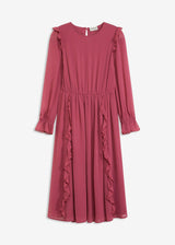 Obleka iz šifona z volani