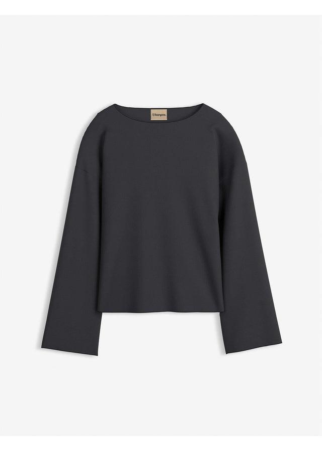 Majica z dolgimi rokavi iz rebrastega materiala