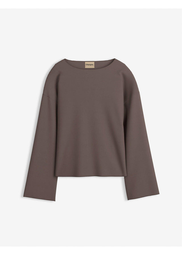 Majica z dolgimi rokavi iz rebrastega materiala