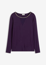 Majica z mrežastim všitkom in sijočimi kamenčki