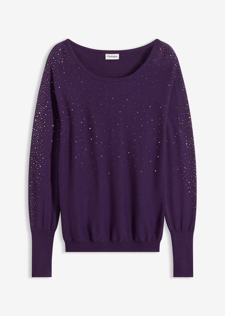 Fino pleten pulover z aplikacijo bleščic