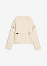 Grobo pleten pulover s kitastim vzorcem