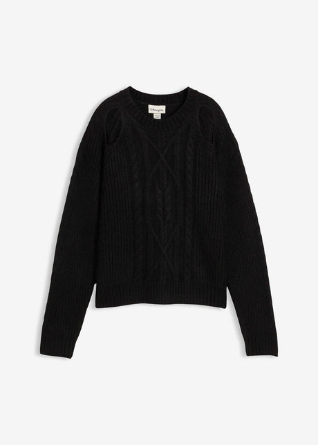 Grobo pleten pulover s kitastim vzorcem